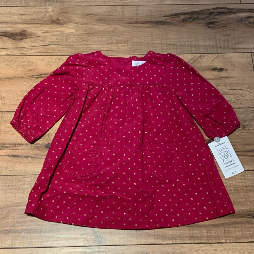 NWT Red & Gold Carter’s Dress, size 6 months